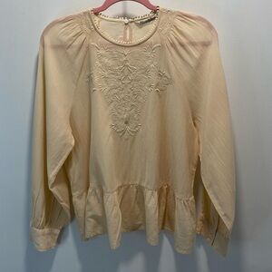 Zara Cream Embroidered Blouse